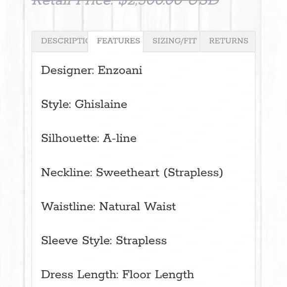 New (Never Worn) Enzoani- Ghislaine Designer Wedding Dress